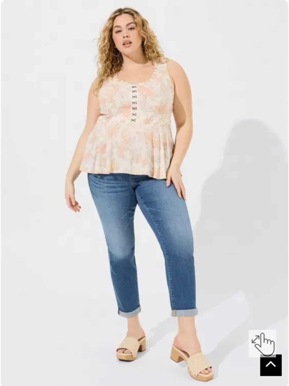 Torrid Babydoll Challis Corset Top in Lush Floral Dew 2X Corset Tie Back Tank - Picture 3 of 12